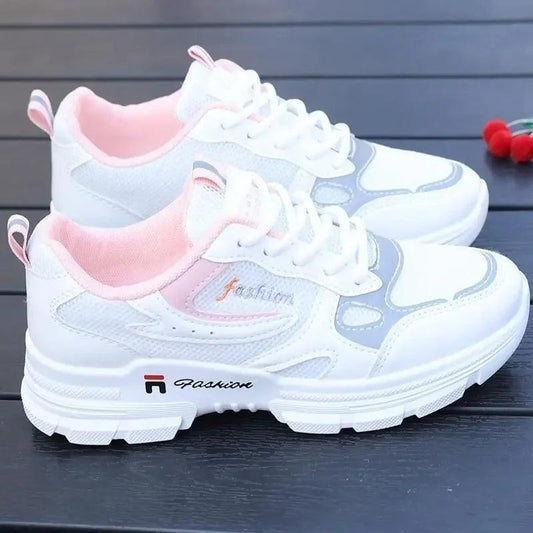 Women Running Shoes Fashion Breathable Walking Mesh Lace Up Platform Shoes Sneakers Women Tenis Feminino White Vulcanized Shoes - ARI