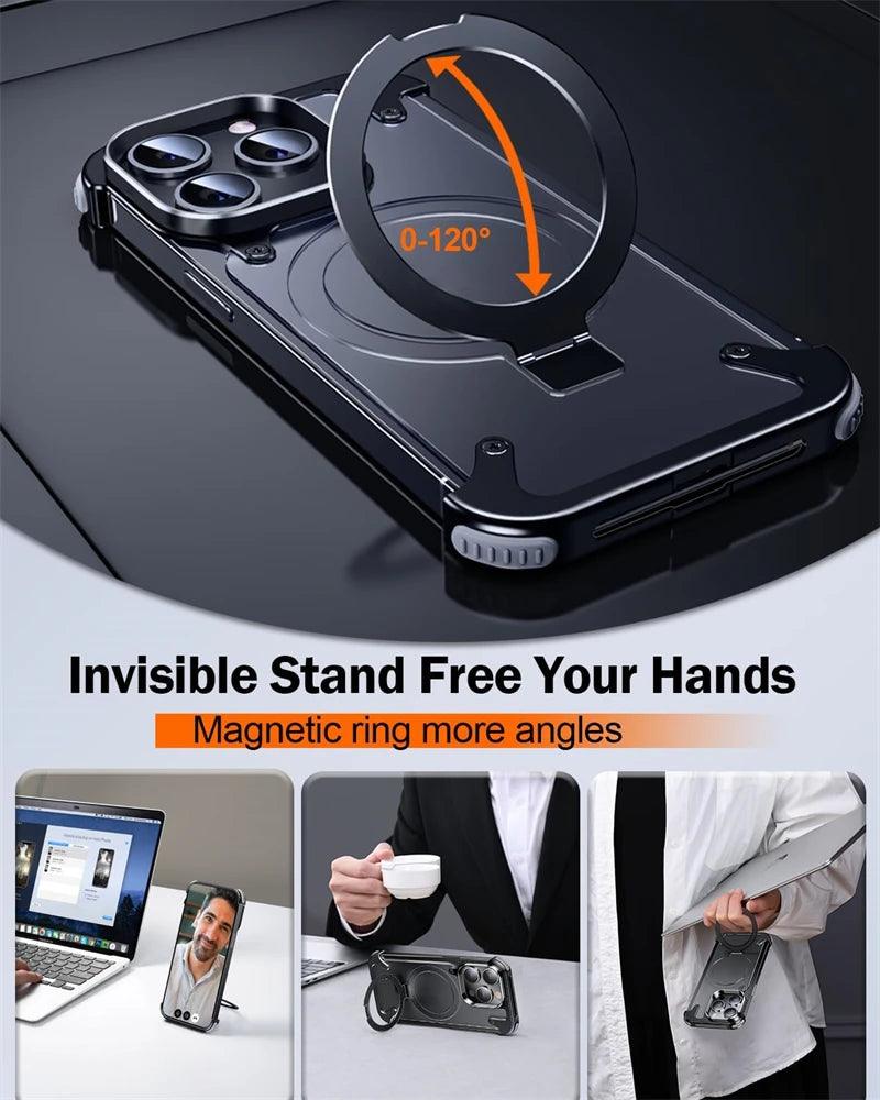 Metal frameless kickstand magnetic matte case for magsafe iphone - ARI
