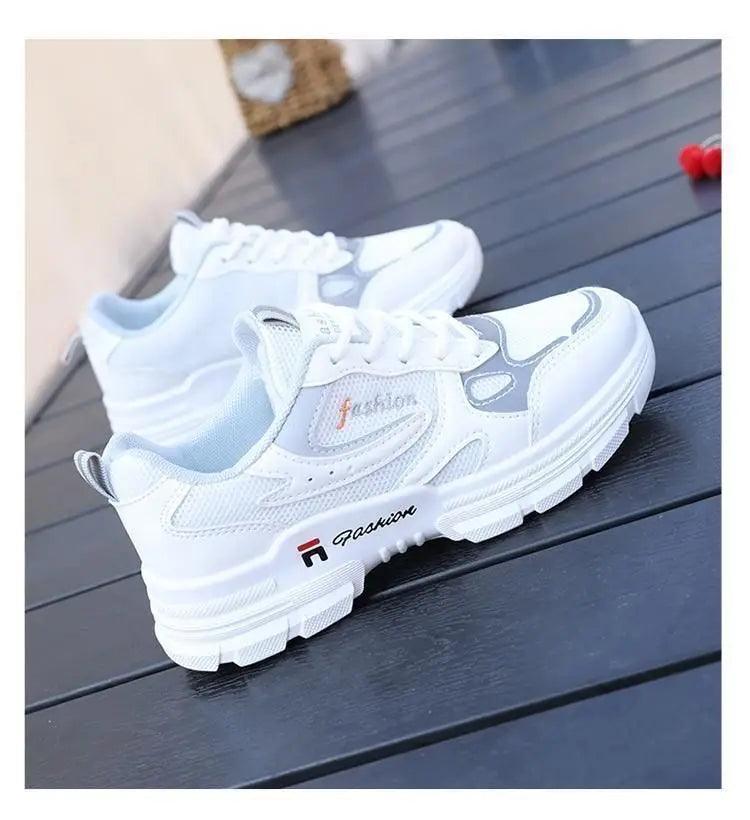 Women Running Shoes Fashion Breathable Walking Mesh Lace Up Platform Shoes Sneakers Women Tenis Feminino White Vulcanized Shoes - ARI