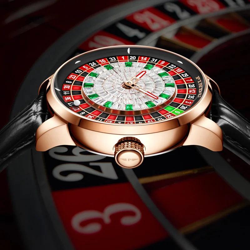 PINDU Design NH35A Movement Watch Rotating Dial Las Vegas Automatic Watch Men Diamond - ARI