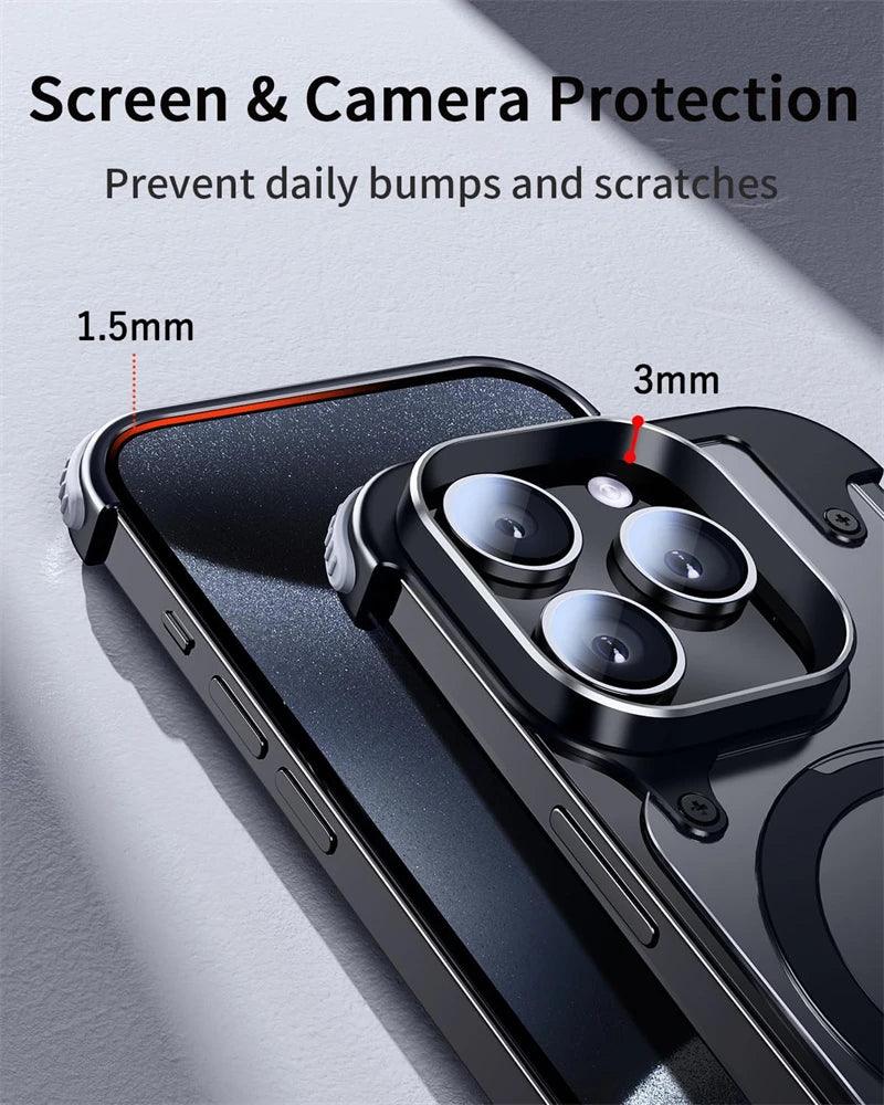 Metal frameless kickstand magnetic matte case for magsafe iphone - ARI