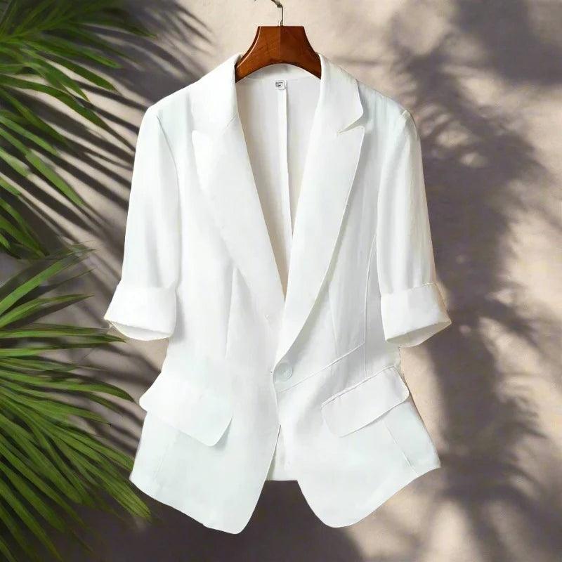 collar single button short sleeve women's jacket new fashion suit blazer short jackets coat - ARI