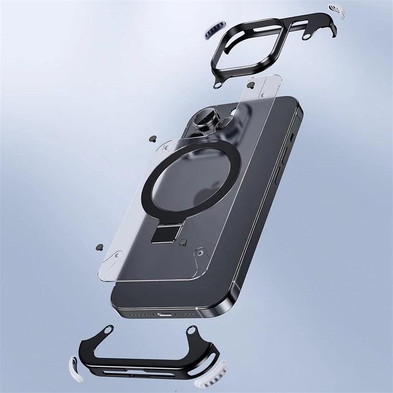 Metal frameless kickstand magnetic matte case for magsafe iphone - ARI
