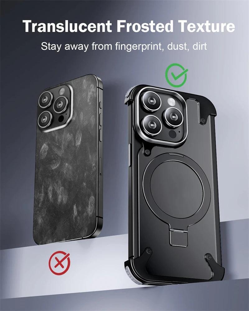Metal frameless kickstand magnetic matte case for magsafe iphone - ARI