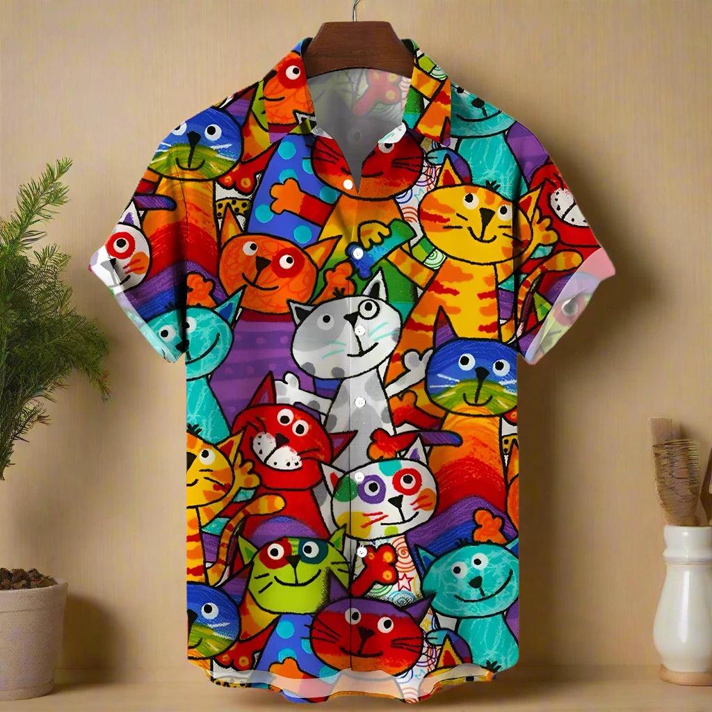 shirt designs of Cartoon animal cat print anime vintage clothing - ARI