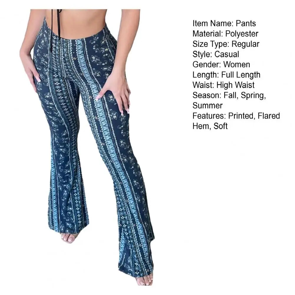 Flared Hem pants with high elastic waist slim fit stretchy long for Women