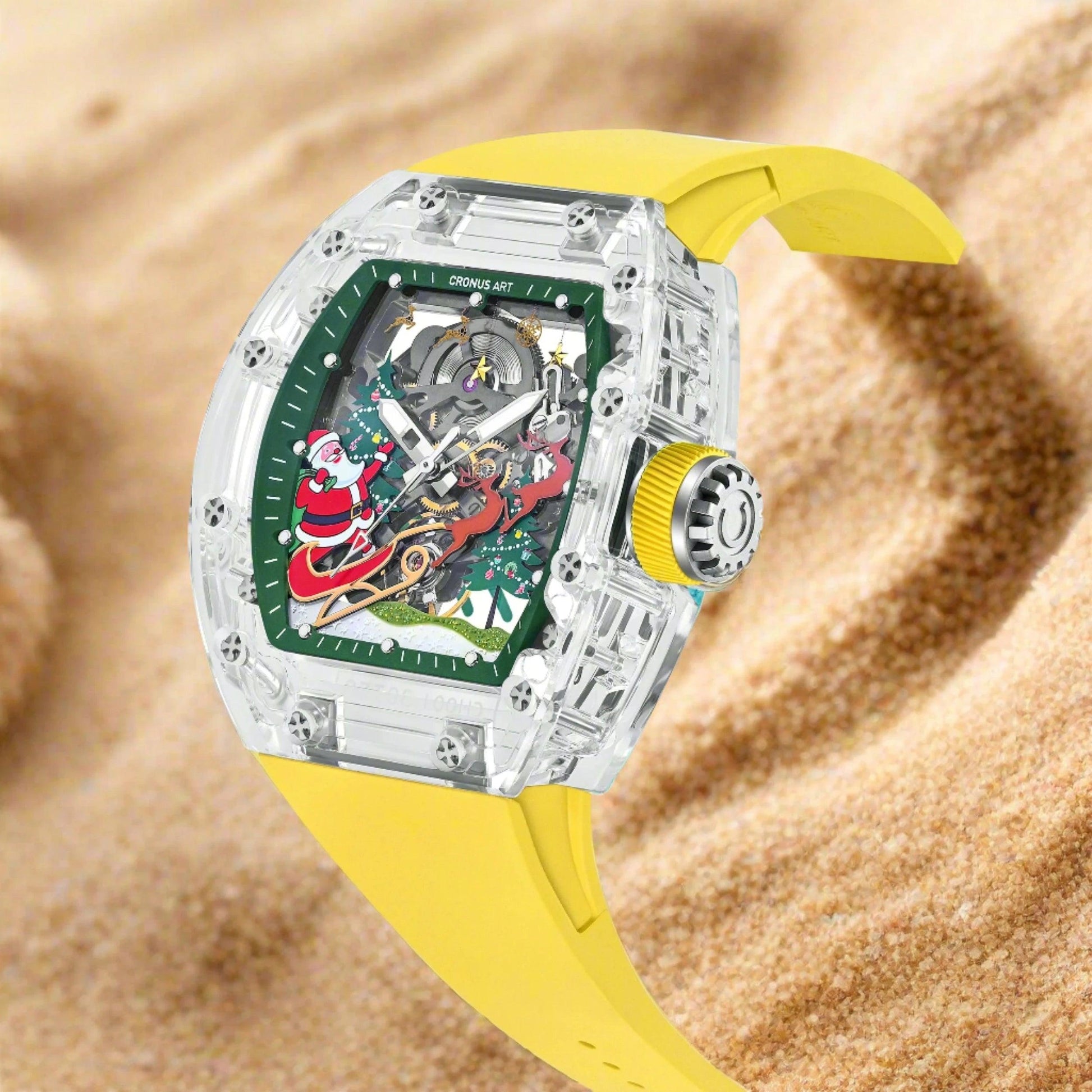 Greek mythology Cronus piece of watch in Cronus Art fluoro rubber strap skeleton christmas dial - ARI