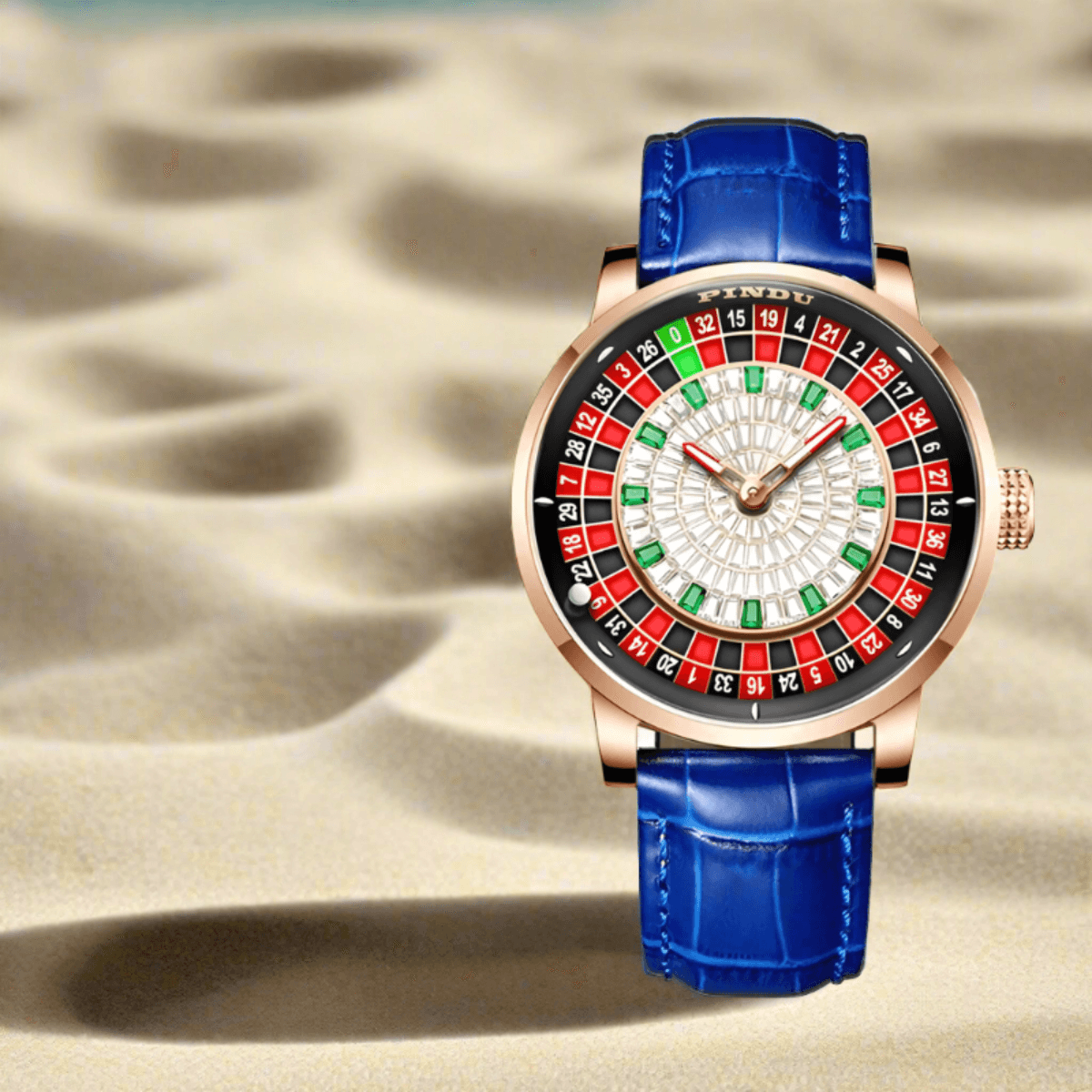 PINDU Design NH35A Movement Watch Rotating Dial Las Vegas Automatic Watch Men Diamond - ARI