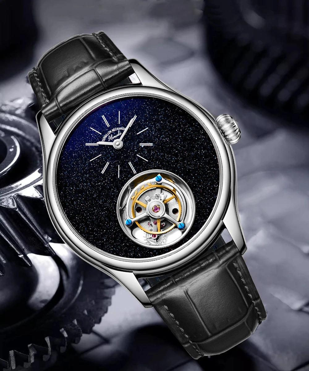 ARI ORBIS tourbillon movement watch mechanical business watches starry sky sapphire mirror skeleton - ARI