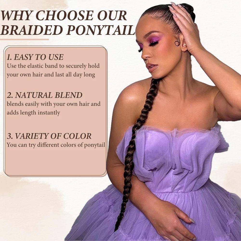 Long Braided Ponytail Extension with Elastic Tie Long Straight - ARI