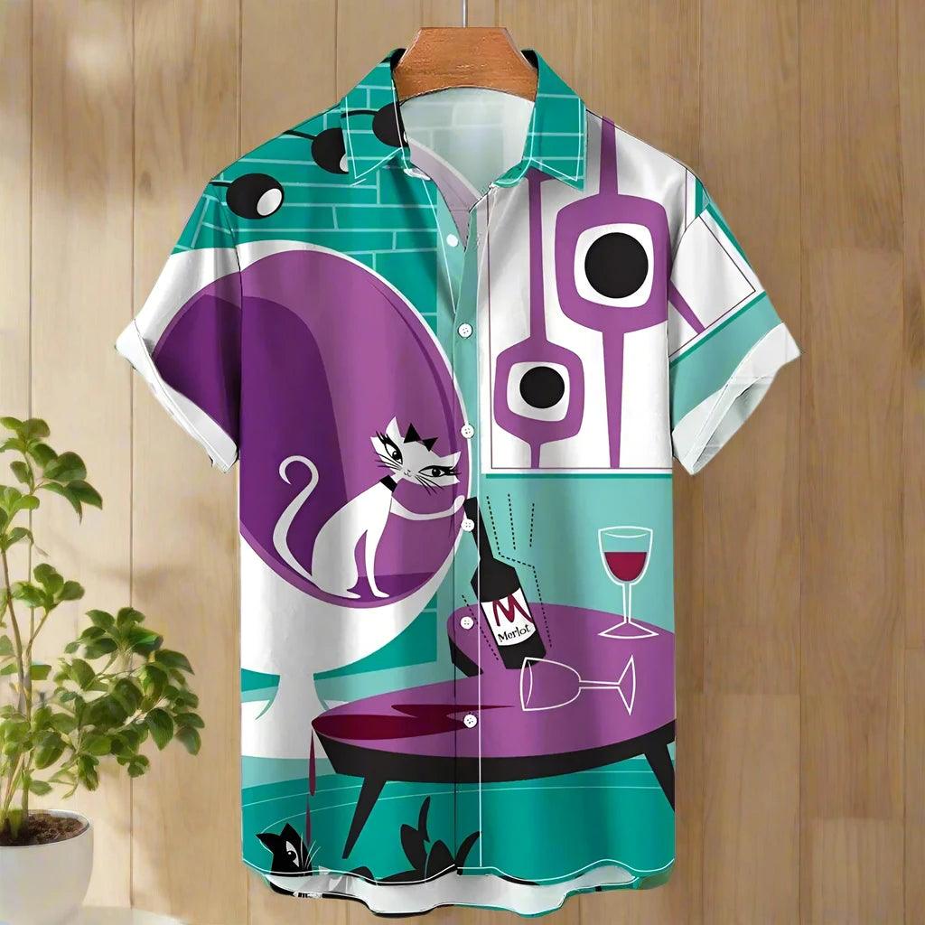 shirt designs of Cartoon animal cat print anime vintage clothing - ARI