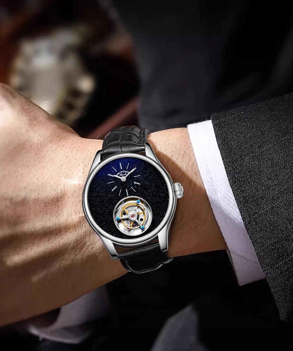 ARI ORBIS tourbillon movement watch mechanical business watches starry sky sapphire mirror skeleton - ARI