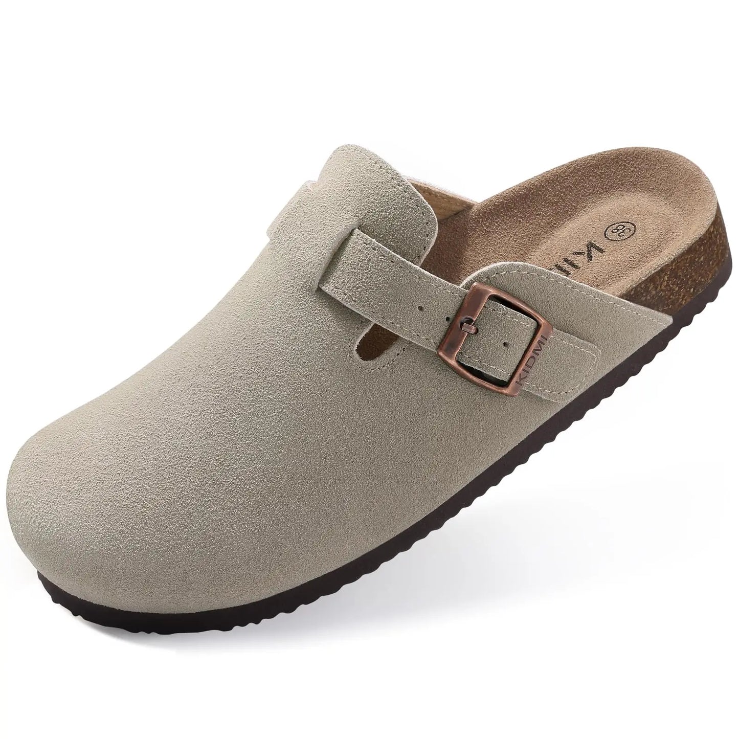 Kidmi soft leather adjustable buckle slipper