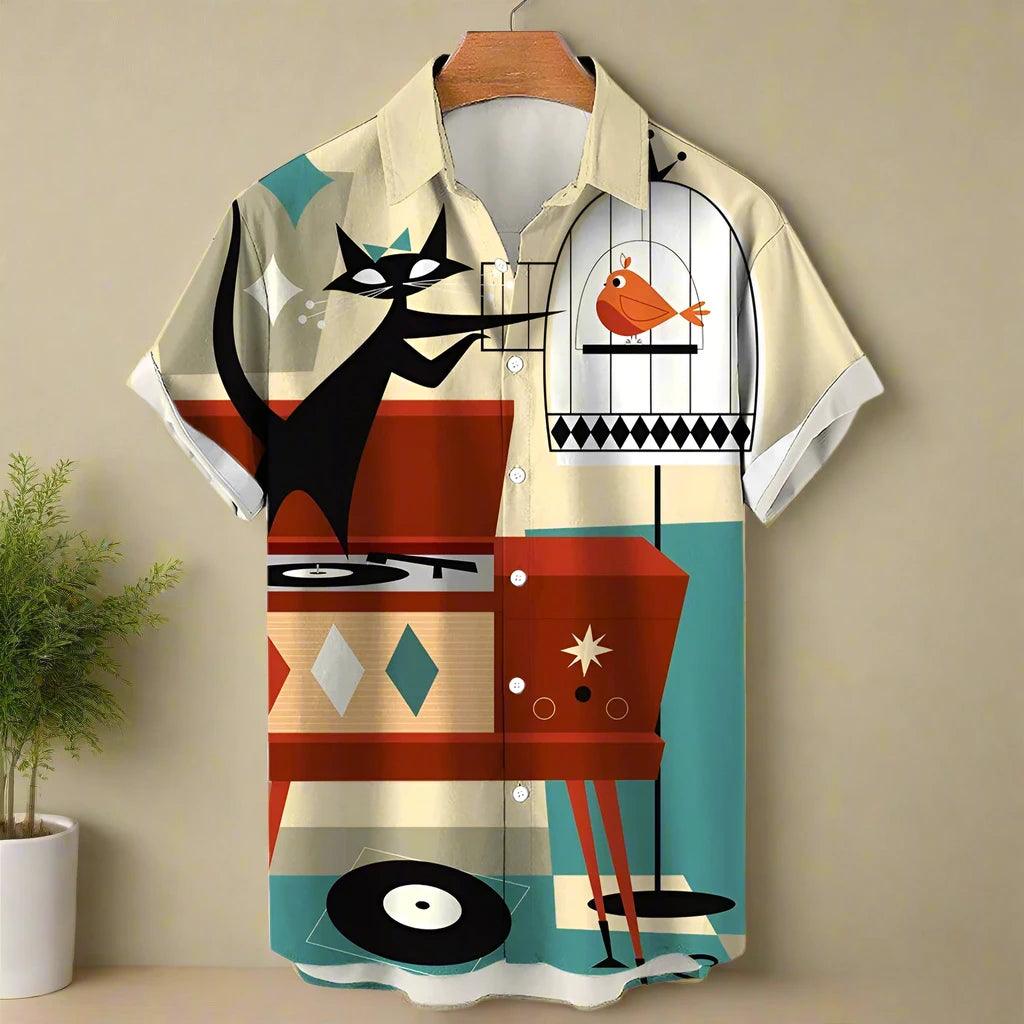 shirt designs of Cartoon animal cat print anime vintage clothing - ARI