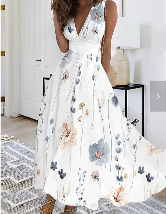 New latest Fashion v neck sleeveless  beach party office holiday dress