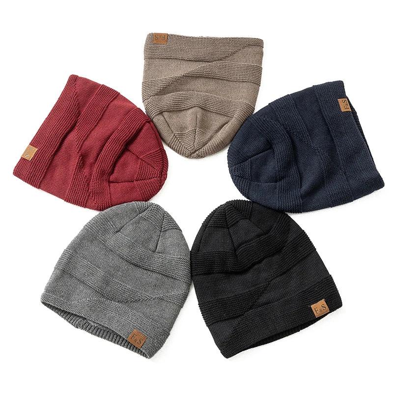New Unisex Slouchy Hats Fur Lined Warm Beanie Cap Casual - ARI