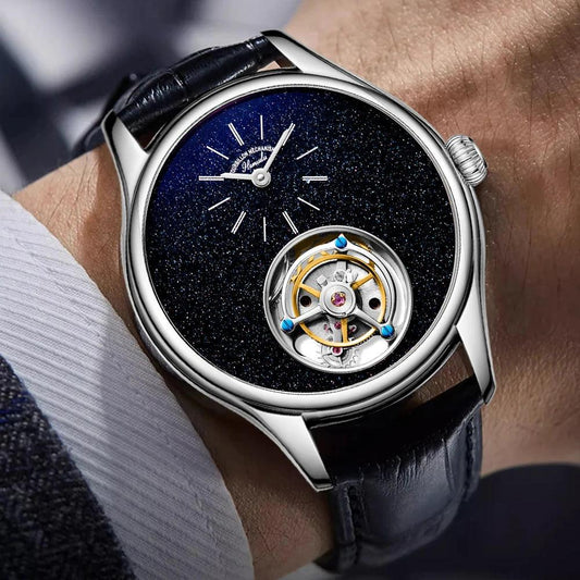 ARI ORBIS tourbillon movement watch mechanical business watches starry sky sapphire mirror skeleton - ARI
