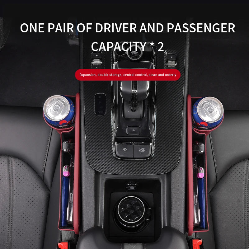 Leather car seat gap multifunction storage box cup holder