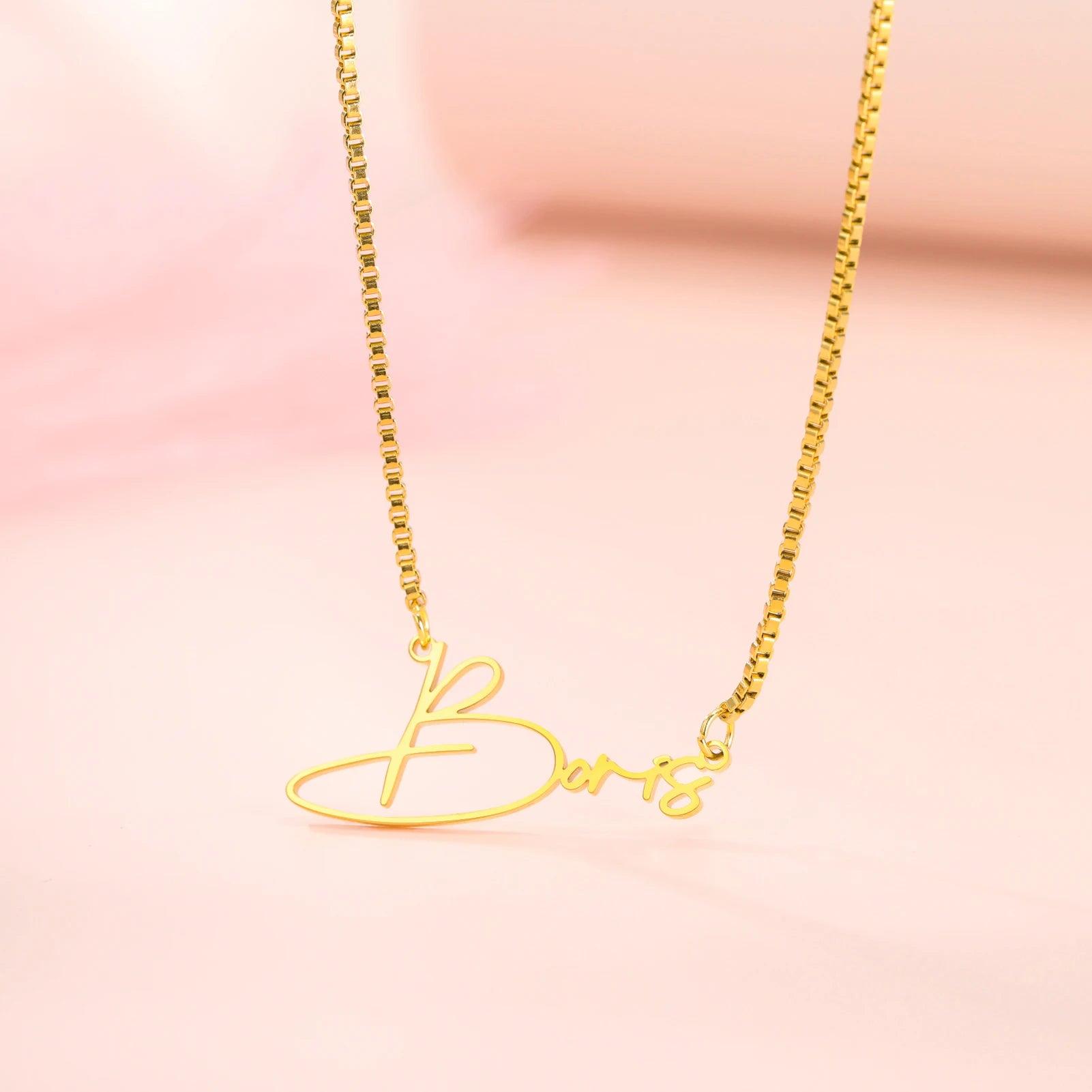 your Arabic Name Necklace for Women Men Custom Arabic Stainless Steel Jewelry Necklace Box Chain Gift - ARI
