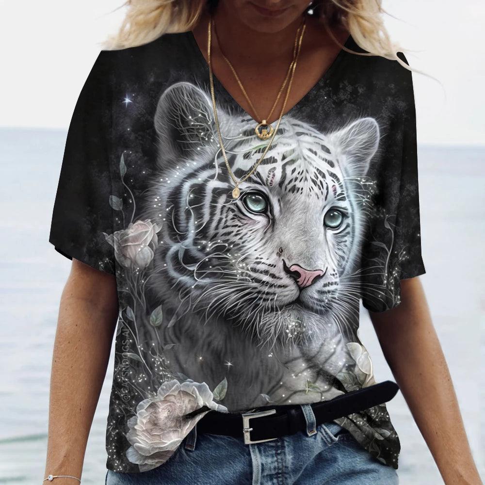 Women t-shirt with animal print streetwear - ARI