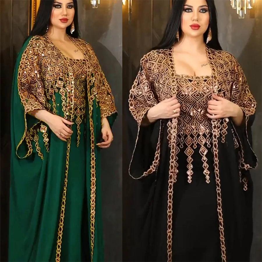 Muslim girls two-piece dress traditional festival dress - ARI