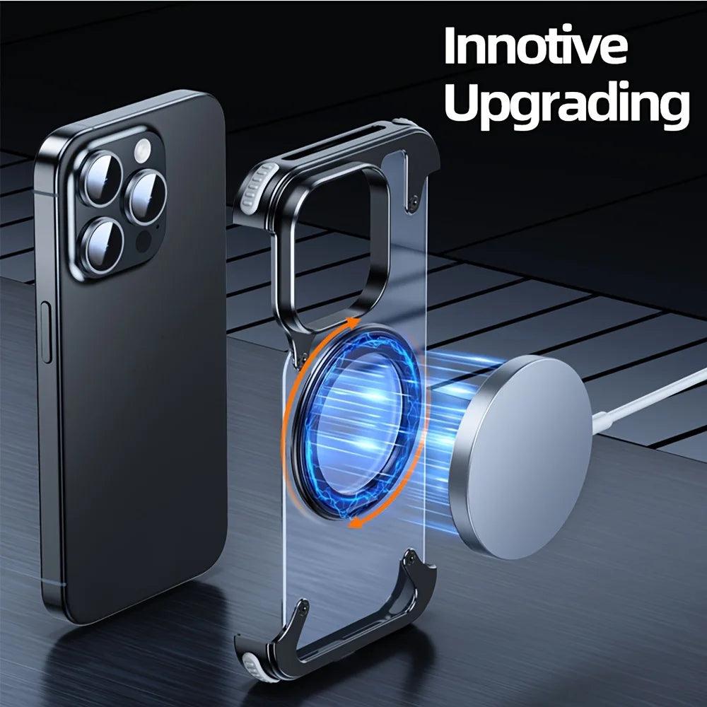 Metal frameless kickstand magnetic matte case for magsafe iphone - ARI