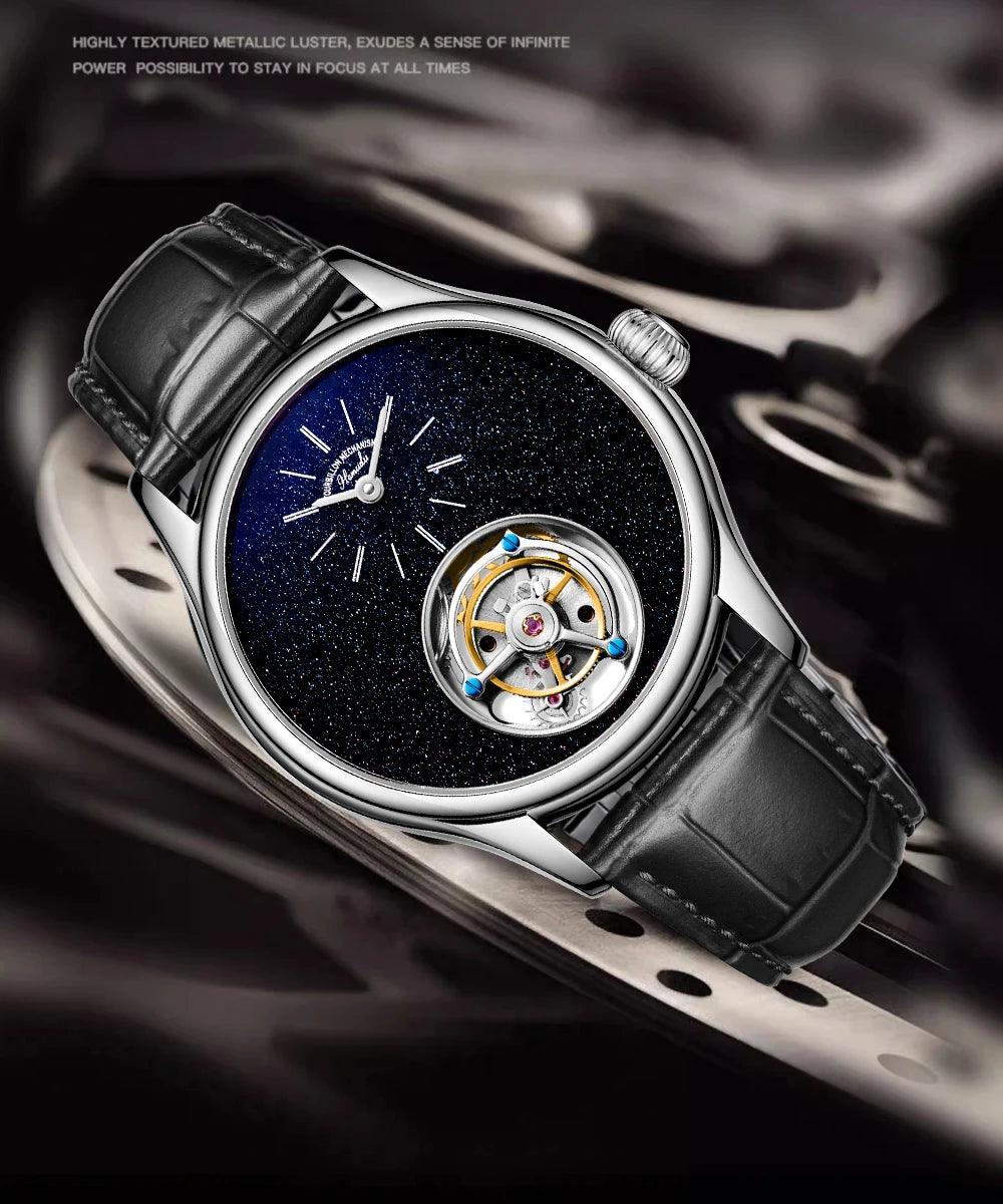 ARI ORBIS tourbillon movement watch mechanical business watches starry sky sapphire mirror skeleton - ARI