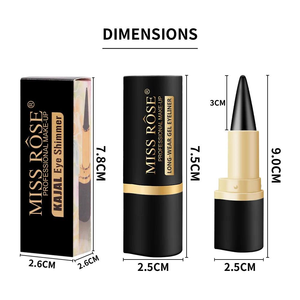 Miss Rose black Kajal long-lasting waterproof gel eye shadow eyeliner pencil - ARI