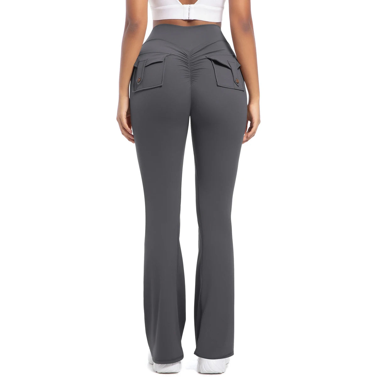 Women Flare pocket leggings high waist Breathable street style
