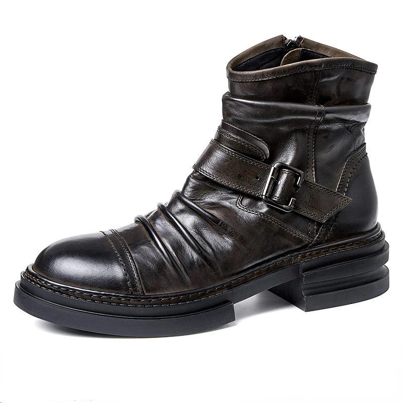 Mens British Style Boots Luxury Genuine Leather Designer Fashion classic Handmade - ARI