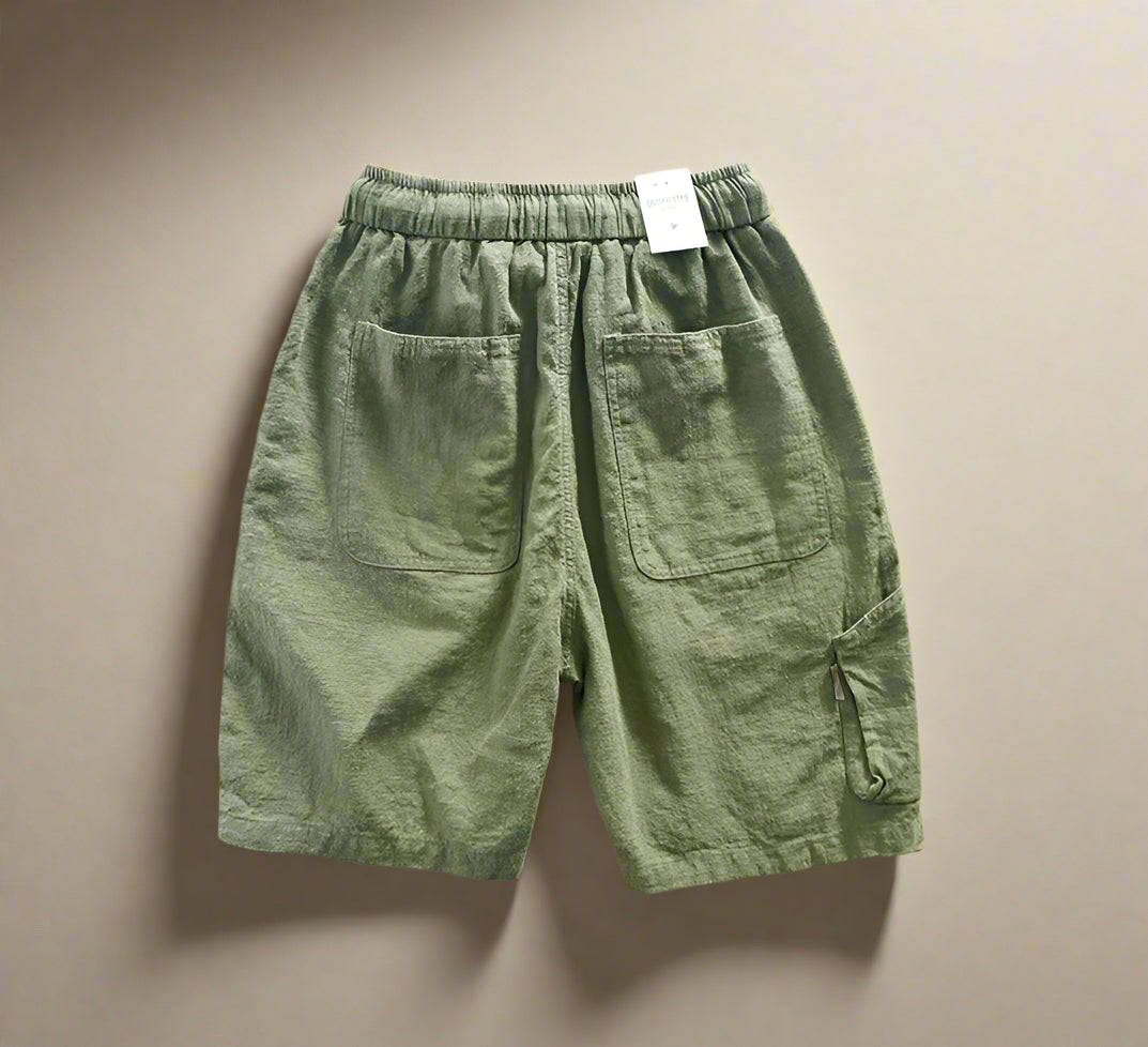 Italian luxury style Cotton linen shorts  streetwear beach wearing