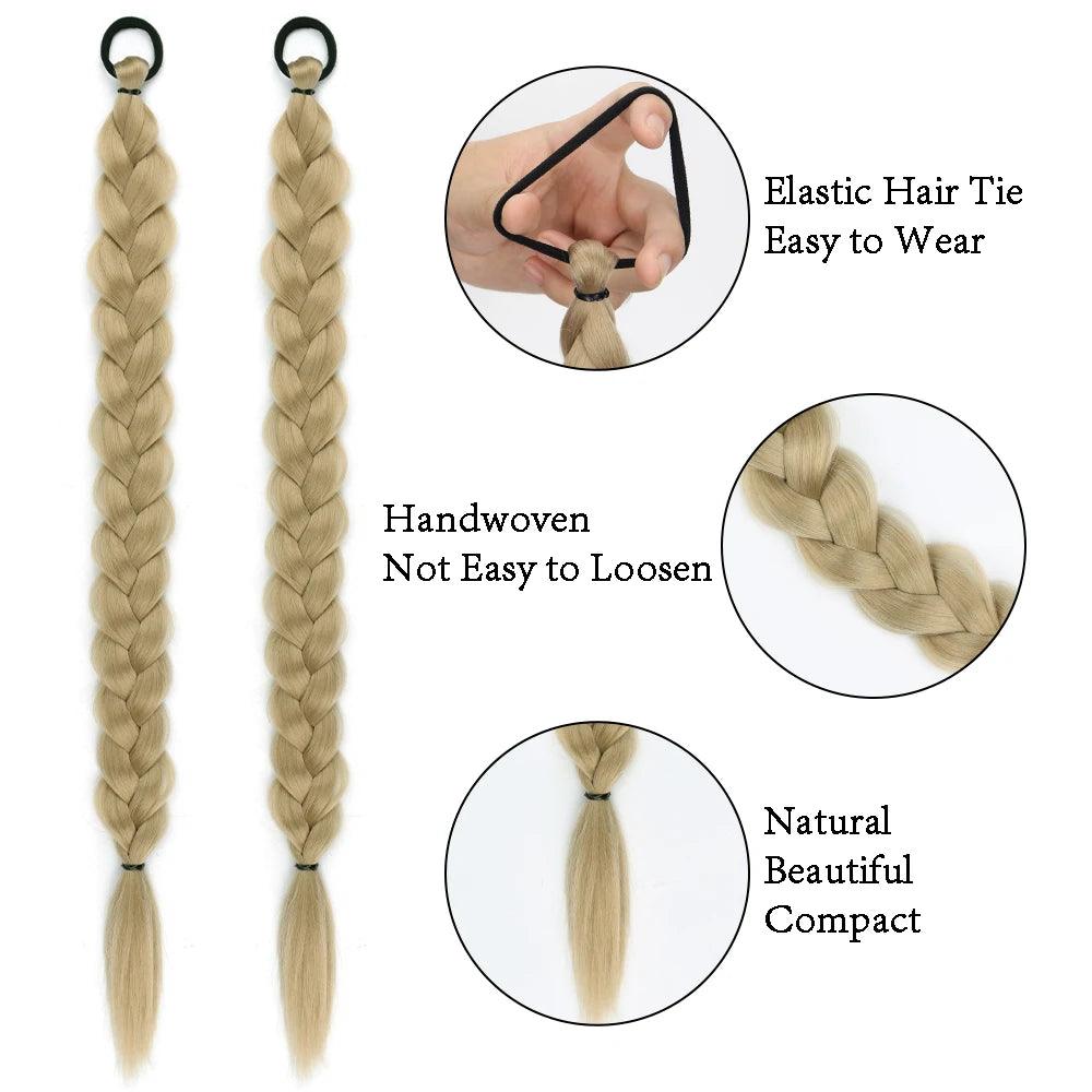 Synthetic long twist braid ponytail extensions with rubber band for women. Perfect for daily use - ARI