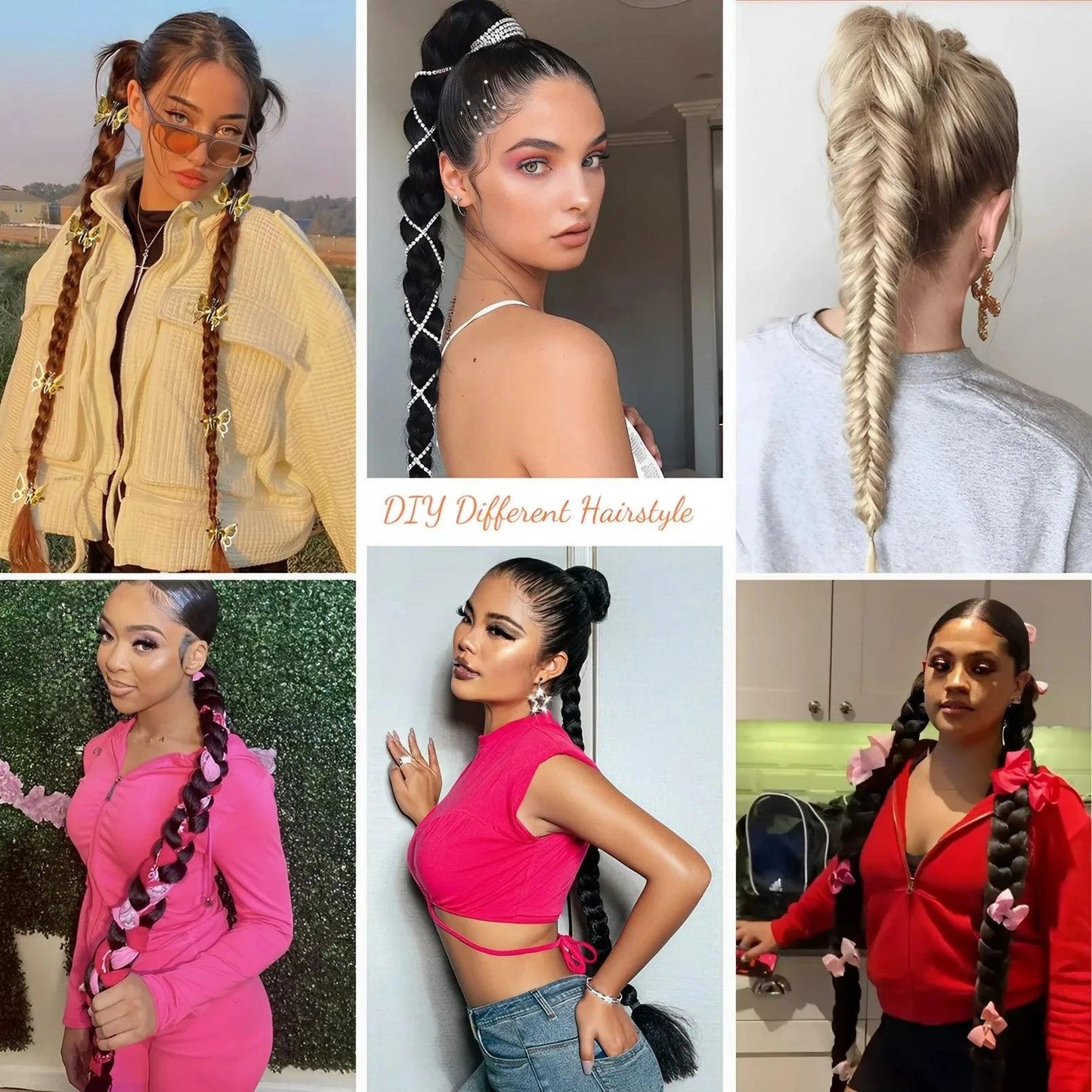 long hair ponytail with elastic tie straight - ARI