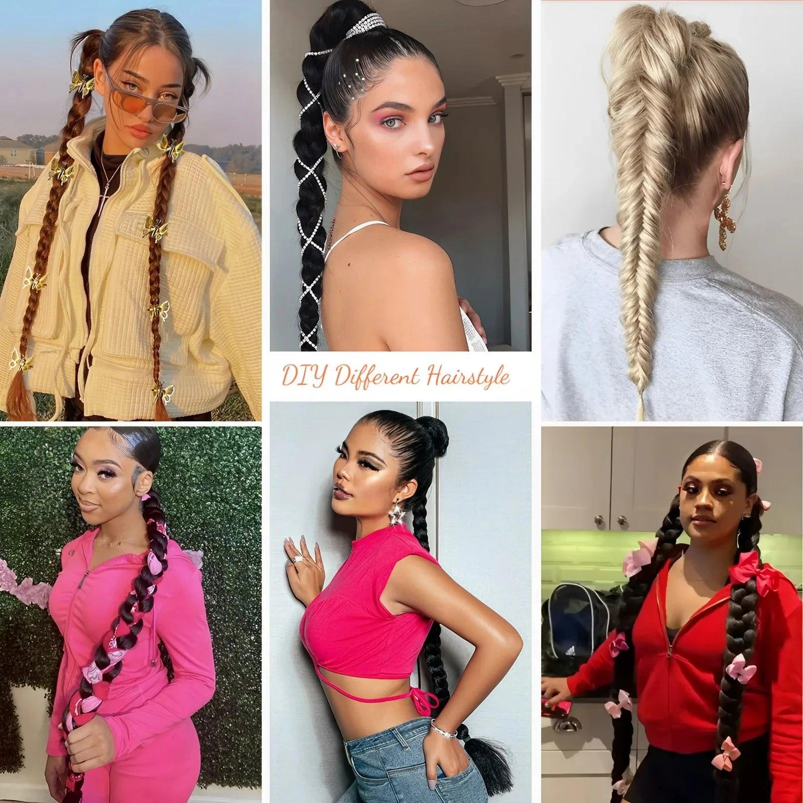 long hair ponytail with elastic tie straight - ARI