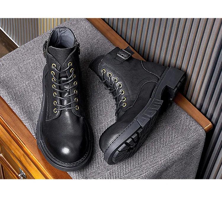 classic handmade vintage leather ankle boots genuine leather - ARI