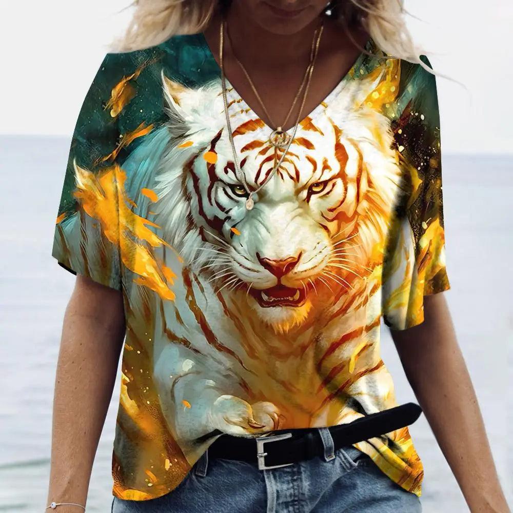Women t-shirt with animal print streetwear - ARI