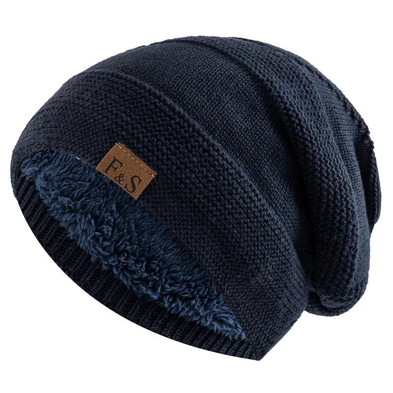 New Unisex Slouchy Hats Fur Lined Warm Beanie Cap Casual - ARI