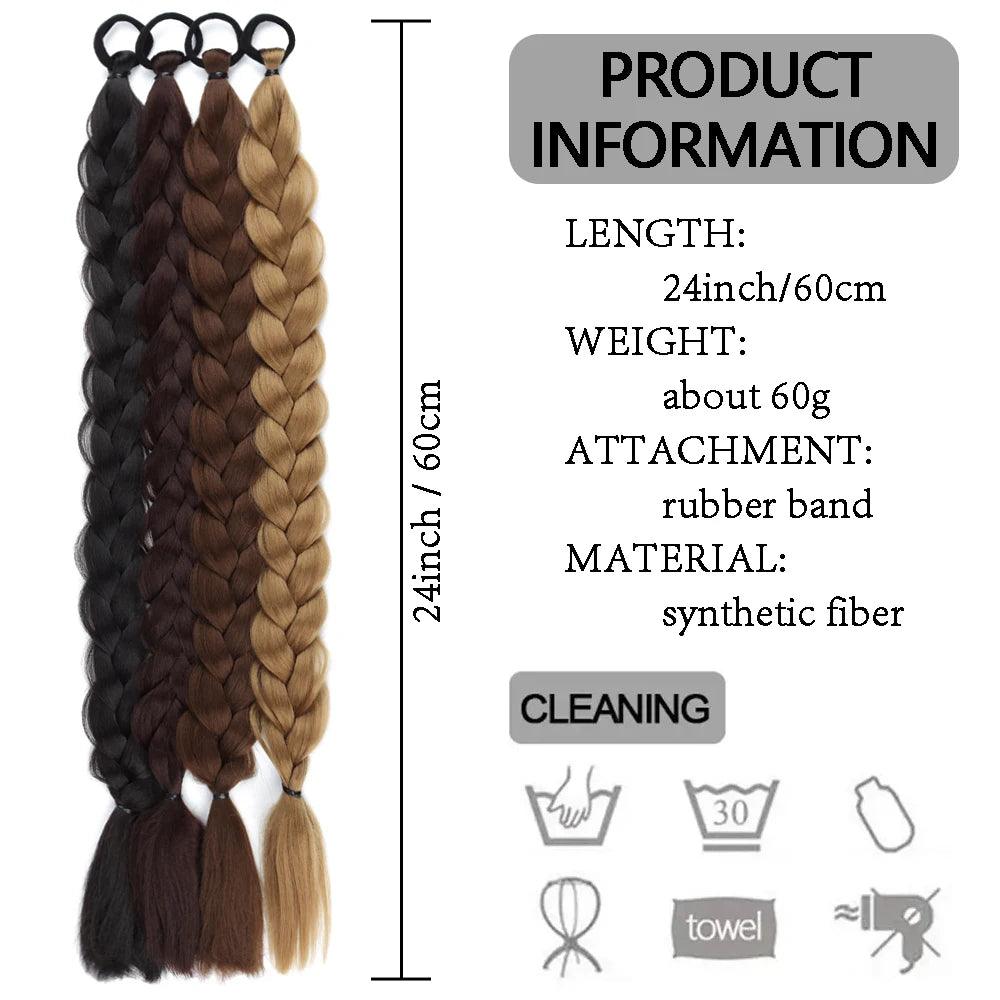 Synthetic long twist braid ponytail extensions with rubber band for women. Perfect for daily use - ARI