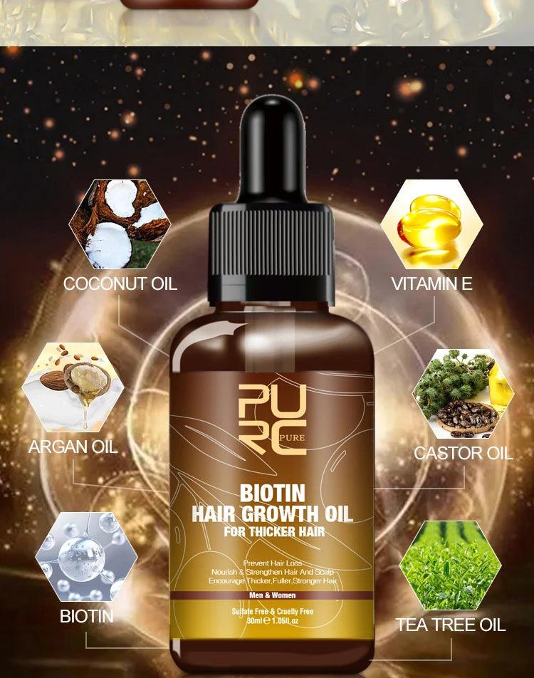 PURC,Biotin fast hair growth oil shampoo conditioner set anti hair loss - ARI