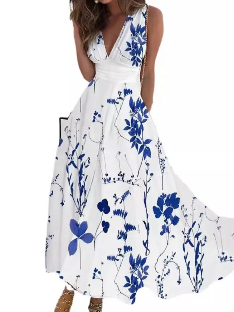 New latest Fashion v neck sleeveless  beach party office holiday dress