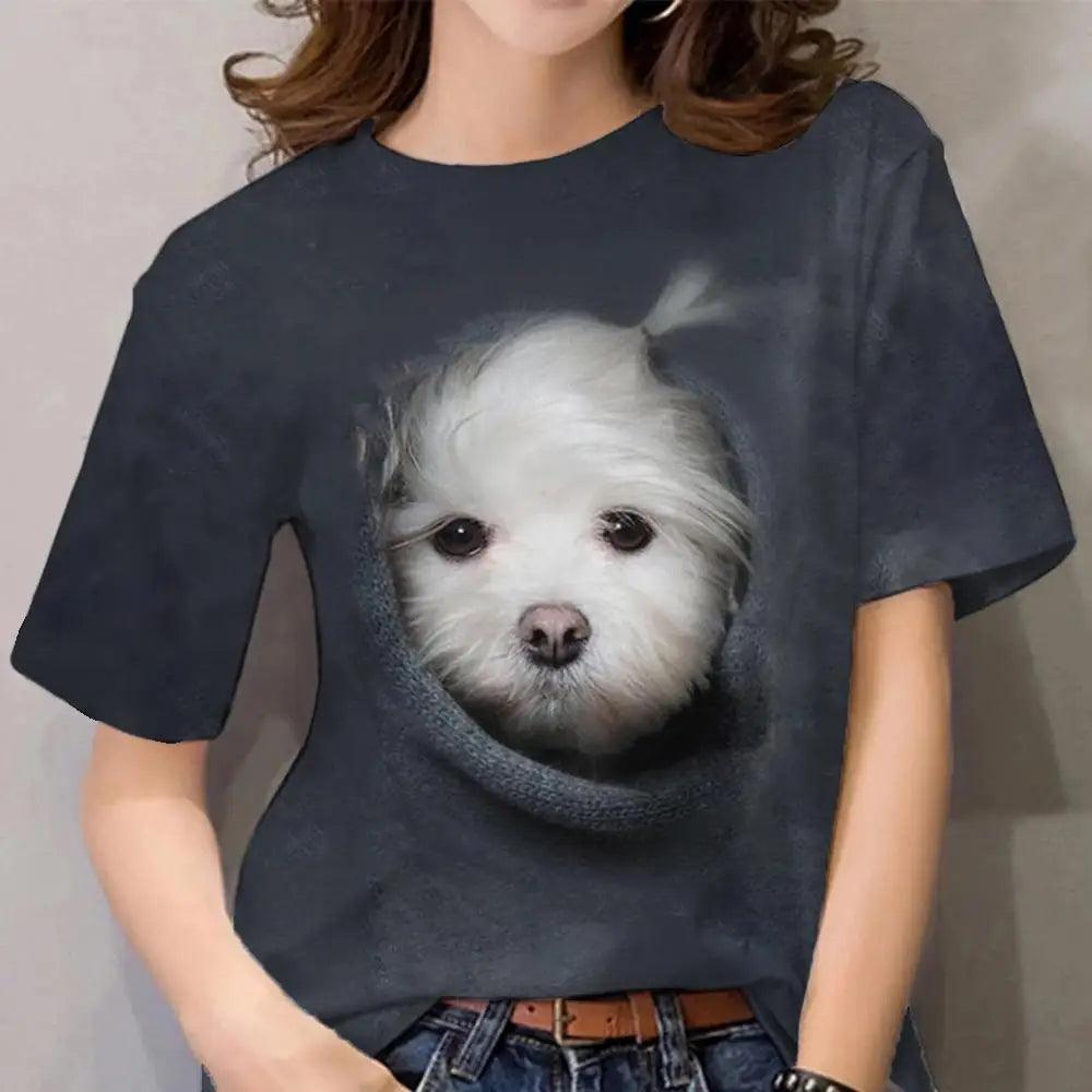 cats lover new fashion t-shirt women 3d cats print t-shirts - ARI
