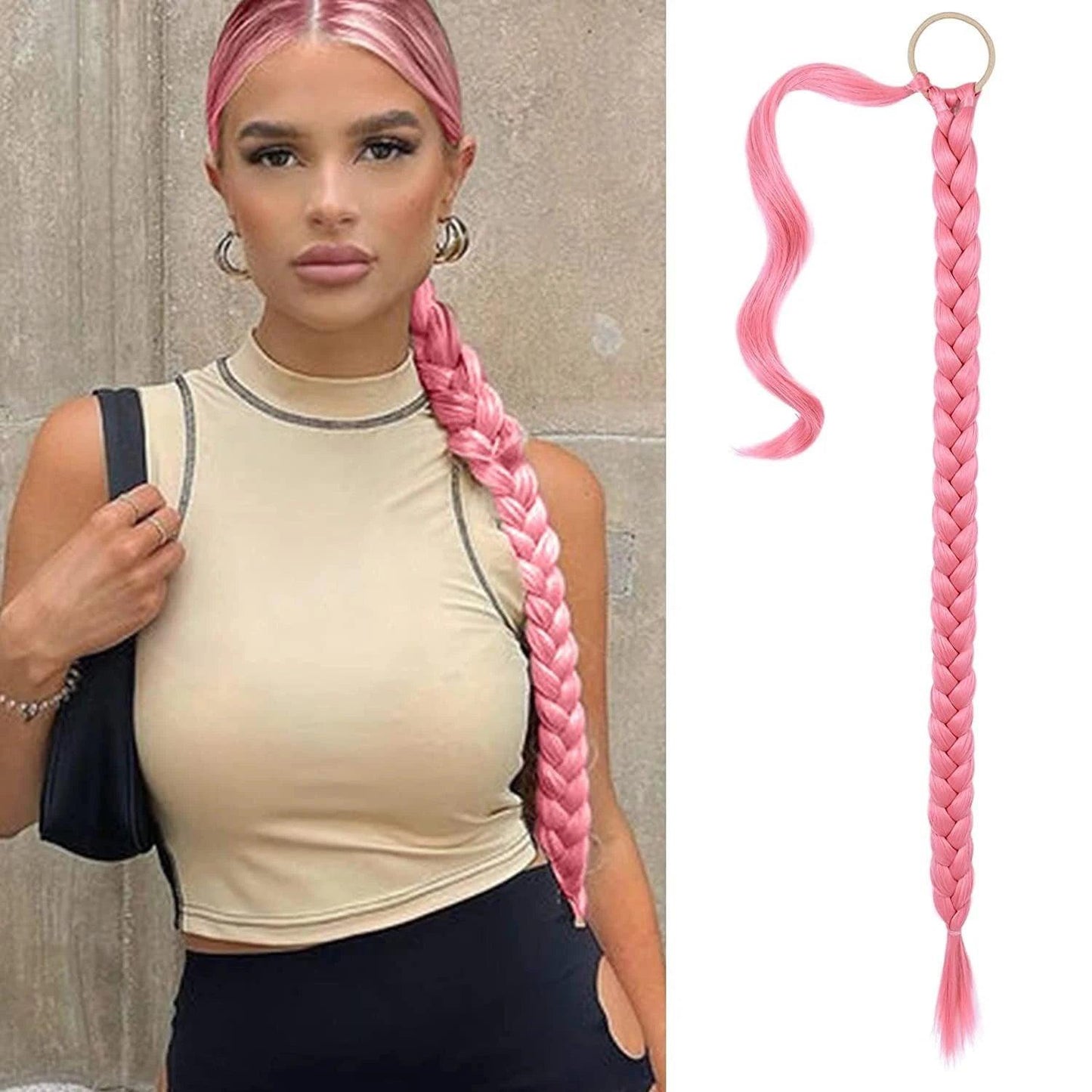 long hair ponytail with elastic tie straight - ARI