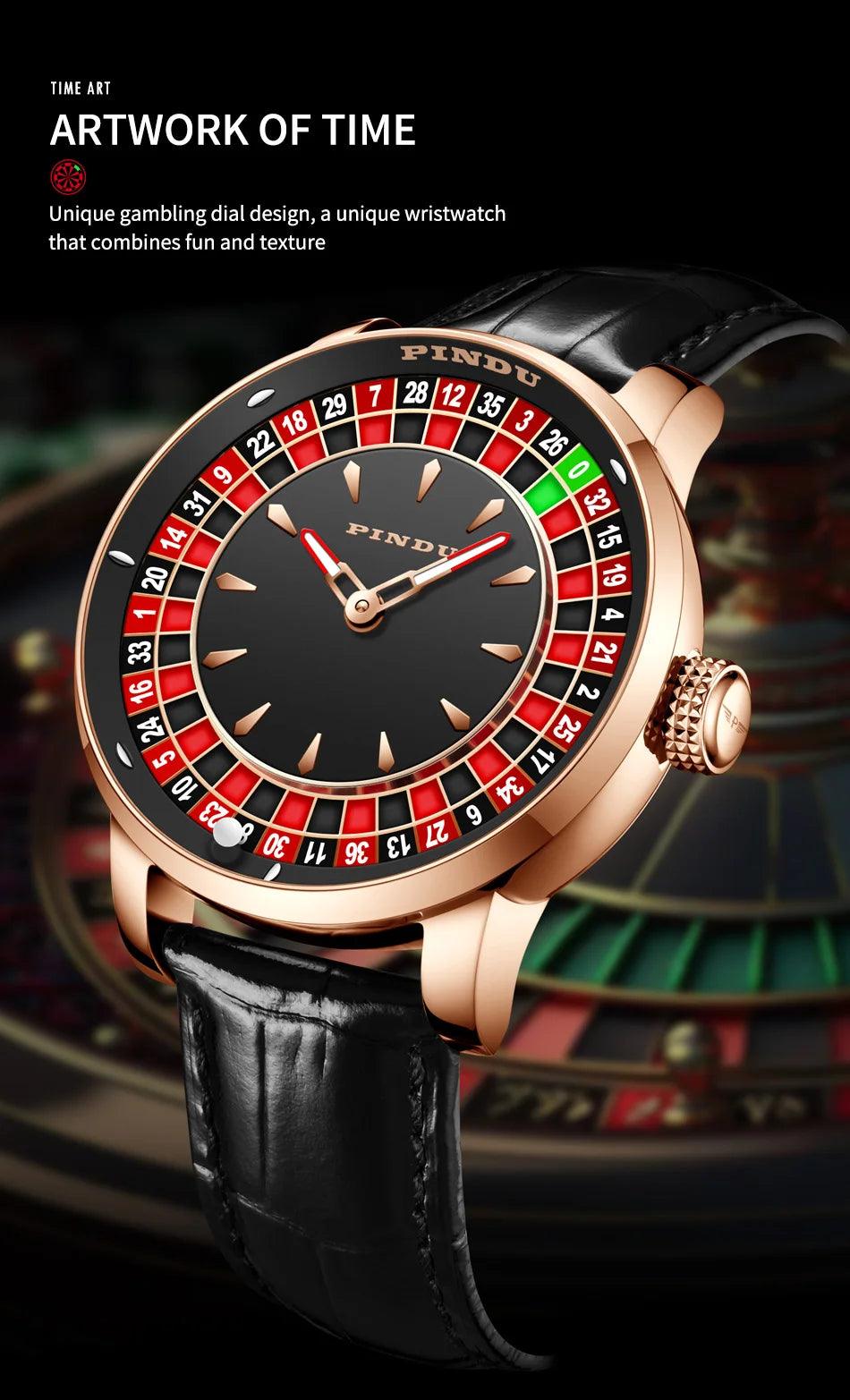 PINDU Design NH35A Movement Watch Rotating Dial Las Vegas Automatic Watch Men Diamond - ARI