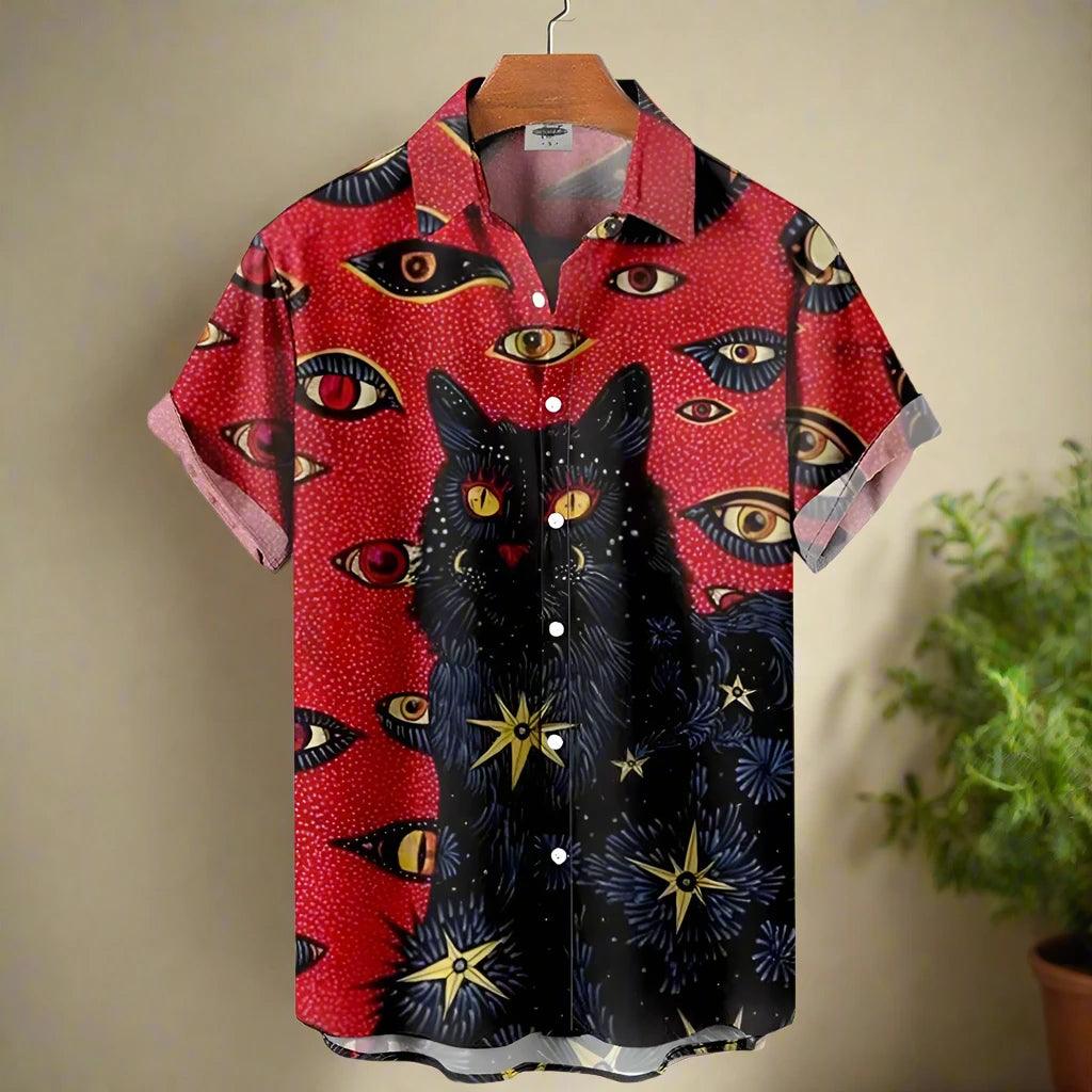 shirt designs of Cartoon animal cat print anime vintage clothing - ARI