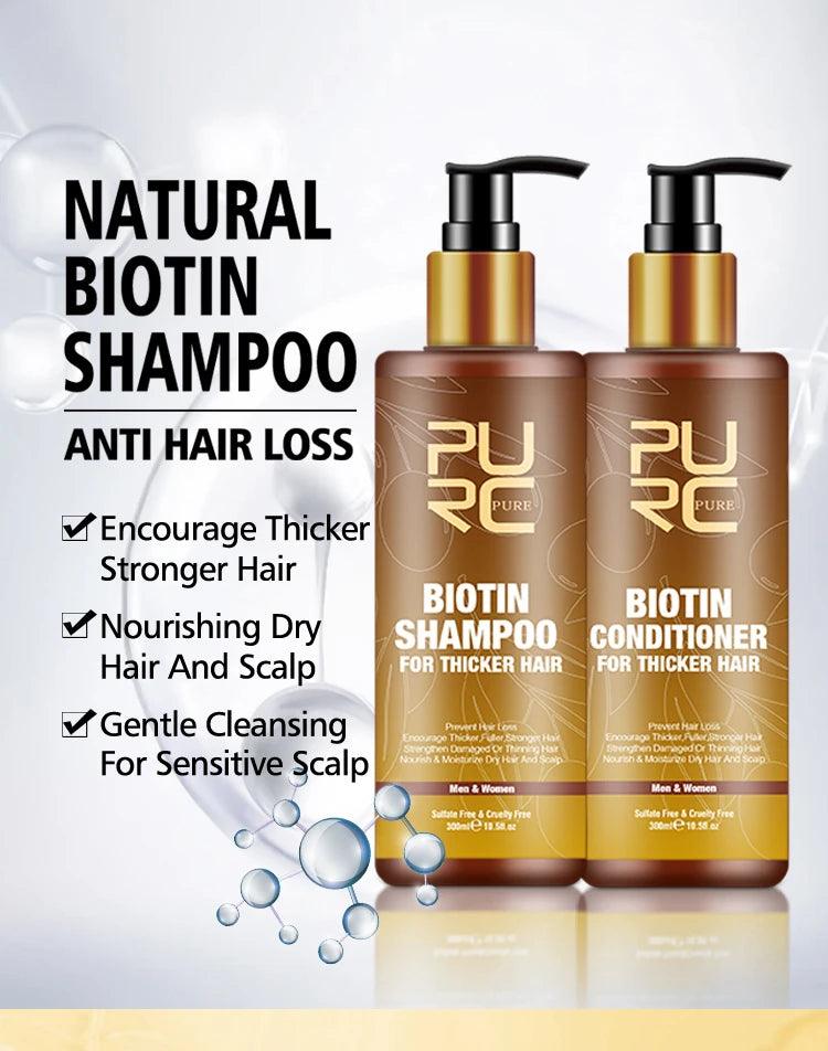 PURC,Biotin fast hair growth oil shampoo conditioner set anti hair loss - ARI