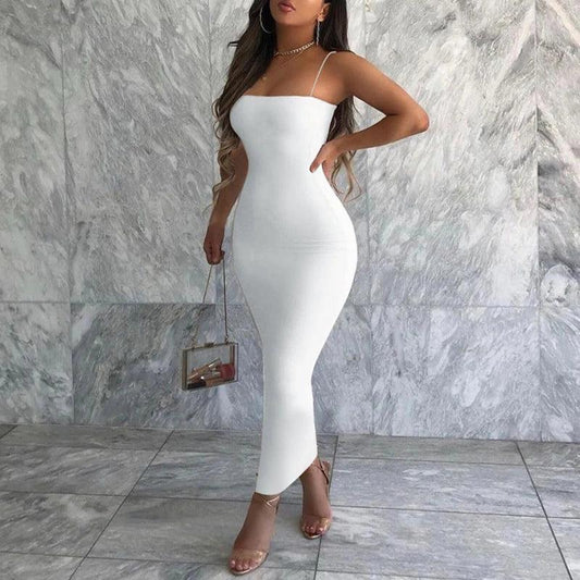 Flirty sleeveless backless spaghetti strap bodycon party dress - ARI