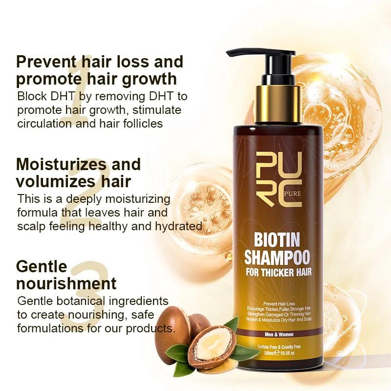 PURC,Biotin fast hair growth oil shampoo conditioner set anti hair loss - ARI