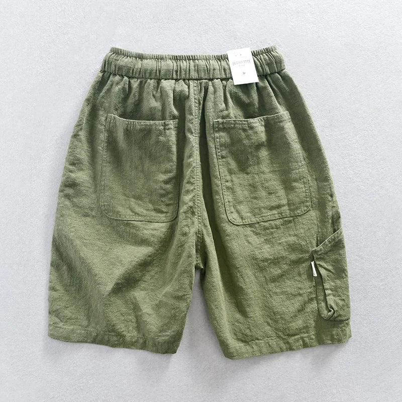 Italian luxury style Cotton linen shorts  streetwear beach wearing