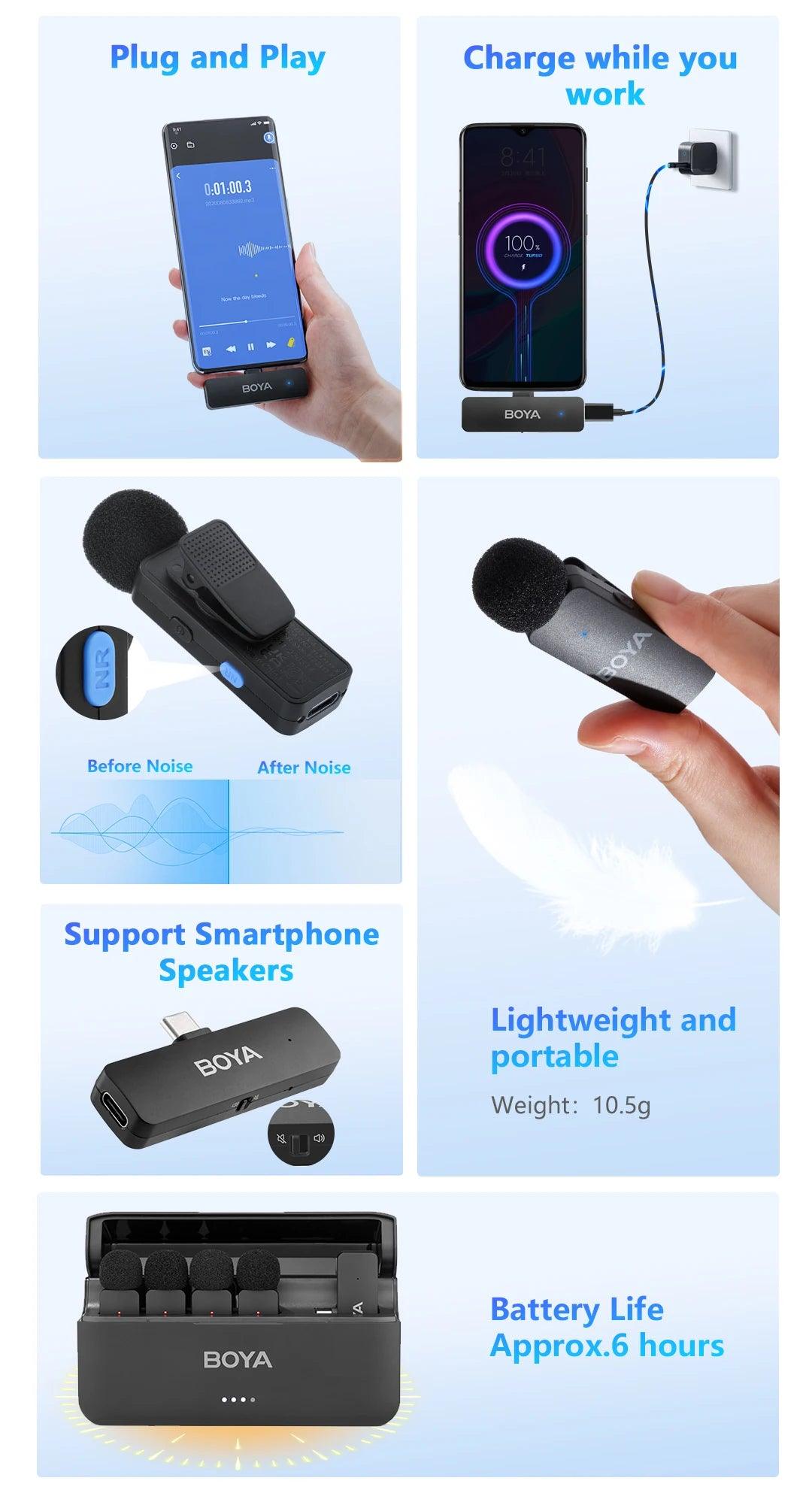 BOYA-V4U wireless microphone for phone & pc video recording live streaming - ARI