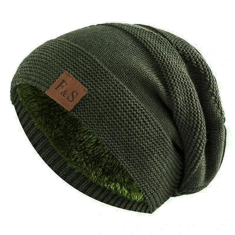 New Unisex Slouchy Hats Fur Lined Warm Beanie Cap Casual - ARI